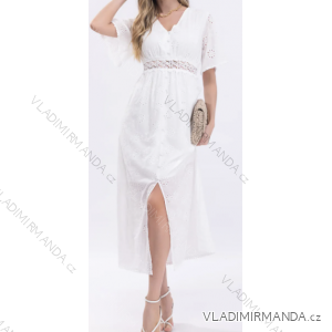 Šaty dlhé elegantný krátky rukáv dámske (S/M ONE SIZE) TALIANSKA MÓDA IMPGM236371