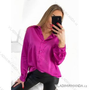 Košeľa saténová dlhý rukáv dámske (S/M/L ONE SIZE) TALIANSKA MóDA IM322560/DR