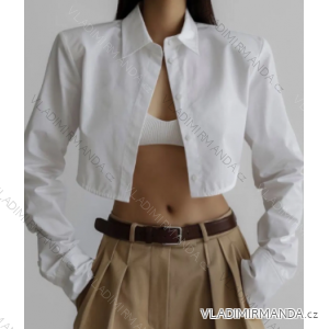 Top croptop košeľový dlhý rukáv dámsky (S/M ONE SIZE) TALIANSKA MÓDA IMPLP2326007075