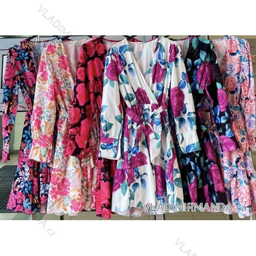 Šaty letný dlhý rukáv dámske (S/M ONE SIZE) TALIANSKA MÓDA IMWKK231081