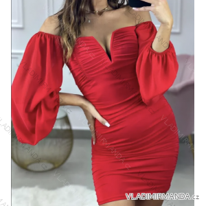 Šaty elegantný carmen dlhý rukáv dámske (S/M ONE SIZE) TALIANSKA MÓDA IMPMG233924