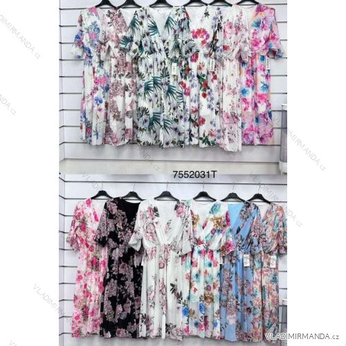 Šaty letné krátky rukáv dámske nadrozmer (2XL/3XL ONE SIZE) TALIANSKA MÓDA IMWT231139