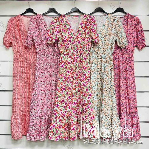 Šaty dlhé letné krátky rukáv dámske (S/M ONE SIZE) TALIANSKA MÓDA IMWMY231141