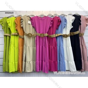 Šaty dlhé letné s opaskom krátky rukáv dámske (S/M ONE SIZE) TALIANSKA MÓDA IMWMY231142