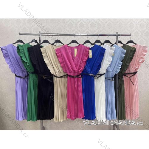 Šaty elegantné s opaskom bez rukávu dámske (S/M ONE SIZE) TALIANSKA MÓDA IMWKK231148