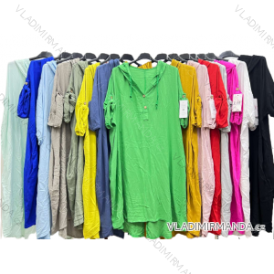 Šaty voľnočasové s kapucňou 3/4 dlhý rukáv dámske nadrozmer (2XL/3XL ONE SIZE) TALIANSKA MóDA IM423067