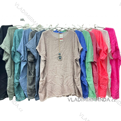 Tunika s príveskom krátky rukáv dámska nadrozmer (2XL/3XL/4XL ONE SIZE) TALIANSKA MóDA IM423081