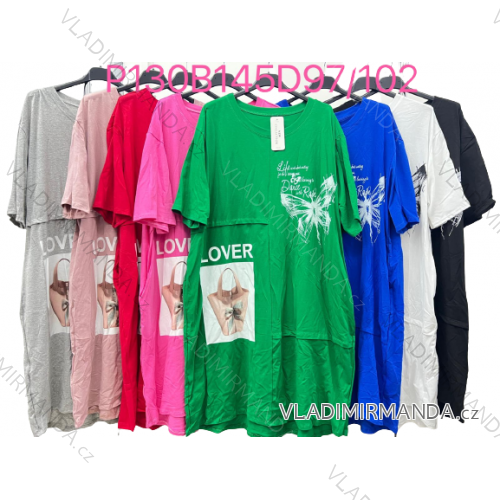 Šaty voľnočasové krátky rukáv dámske nadrozmer (2XL/3XL ONE SIZE) TALIANSKA MóDA IM423083