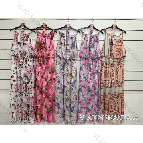 Šaty dlouhé letní bez rukávu dámské (S/M ONE SIZE) ITALSKÁ MÓDA IMWGB231181