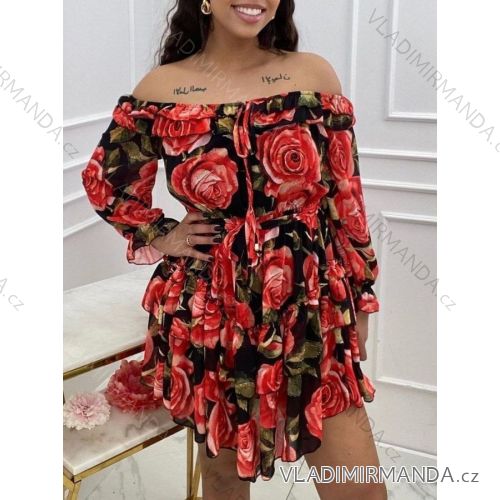 Šaty letní carmen krátký rukáv dámská (S/M ONE SIZE) ITALSKÁ MÓDA IMWE231252