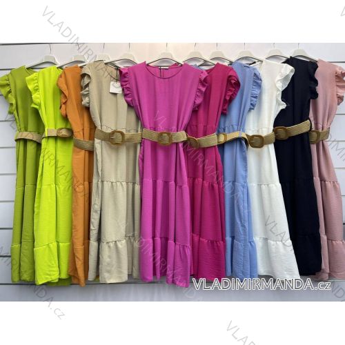 Šaty dlhé s opaskom bez rukávu dámske (S/M ONE SIZE) TALIANSKA MÓDA IMWCC231268