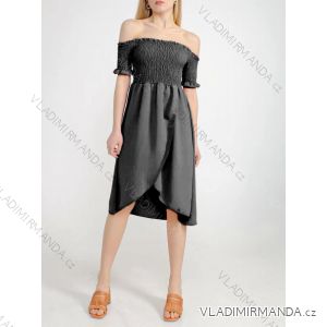 Šaty carmen cez ramená letné dámske (S/M ONE SIZE) TALIANSKA MÓDA IMM23M5368/DU