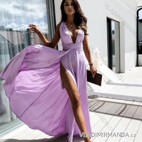 Šaty letní dlouhé na ramínka variabilní zavazování dámské (S/M/L/XL ONE SIZE) ITALSKÁ MÓDA IMM223000HG fialová L / XL