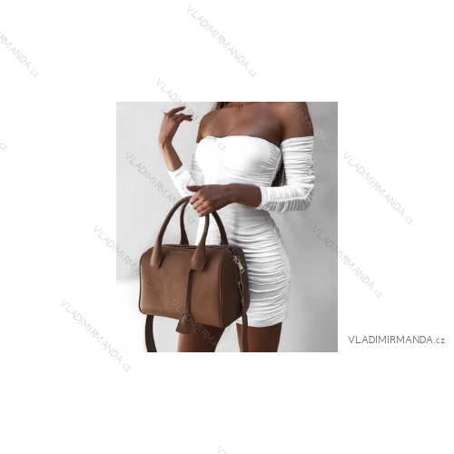 Šaty elegantný carmen dlhý rukáv dámske (S/M ONE SIZE) TALIANSKA MÓDA IMPCF235700