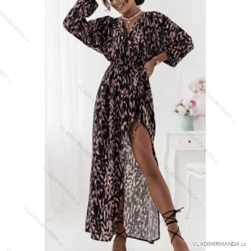 Šaty dlhé elegantný dlhý rukáv dámske (S/M ONE SIZE) TALIANSKA MÓDA IMPCF236738xls