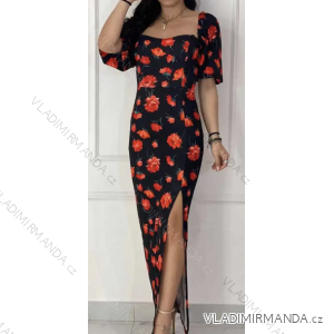 Šaty dlhé elegantný krátky rukáv dámske (S/M ONE SIZE) TALIANSKA MÓDA IMPCF234629-h
