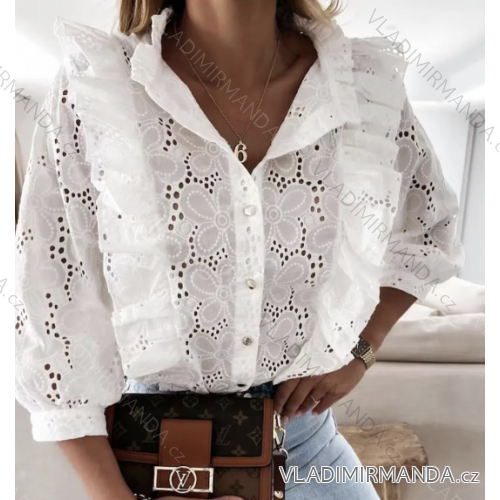 Košeľa čipková rukáv dámska (S/M ONE SIZE) TALIANSKA MÓDA IMPGM2311152
