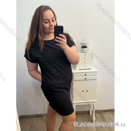 Šaty oversize krátky rukáv dámske nadrozmer (/L/XL/2XL ONE SIZE) TALIANSKA MóDA IMC23081/DURčierna