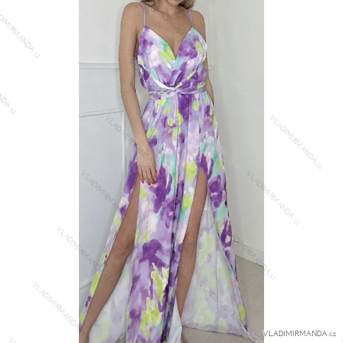 Šaty letné dlhé elegantné na ramienka dámske (S/M ONE SIZE) TALIANSKA MÓDA IMPBB23B21845
