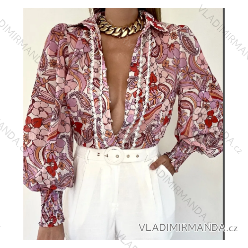 Tunika košeľová dlhý rukáv dámska (S/M ONE SIZE) TALIANSKA MÓDA IMPBB23B10875