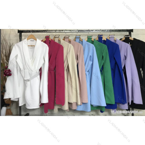 Šaty elegantné s opaskom dlhý rukáv dámske (S/M ONE SIZE) TALIANSKA MÓDA IMPGM234615