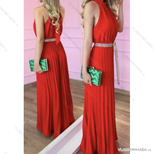 Overal dlhý elegantné skladaný bez rukávov dámske (S/M ONE SIZE) TALIANSKA MÓDA IMPGM2323232