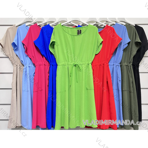 Šaty krátky rukáv dámske (S/M ONE SIZE) TALIANSKA MÓDA IMPSH231165