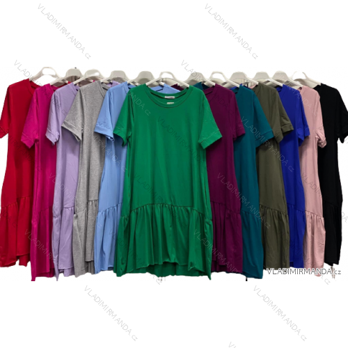Šaty voľnočasové bavlnené letné krátky rukáv dámske (S/M/L ONE SIZE) TALIANSKA MóDA IMC23240