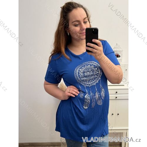 Tričko/tunika krátky rukáv dámska nadrozmer (2XL /3XL/4XLONE SIZE) TALIANSKA MóDA IM423WUDU/DU 3XL / 4XL kráľovská modrá