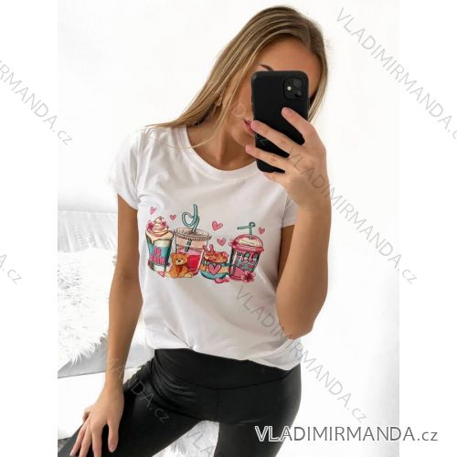 Tričko krátky rukáv dámske (S/M ONE SIZE) TALIANSKA MÓDA IMM23BR2415-4